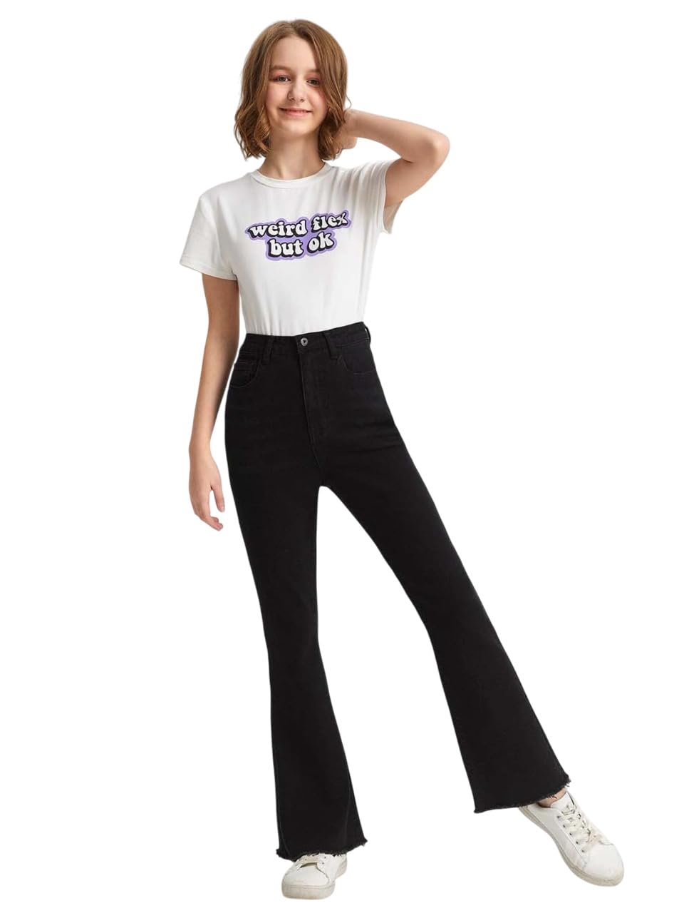 kotty Girl's High Rise Cotton Lycra Blend Relaxed Fit Jeans Ebony Black-picture-35
