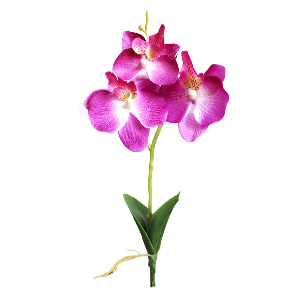 WOTEG Fake Orchids Artificial Phalaenopsis Stems - Pink Artificial Flowers - Artificial Phalaenopsis Flowers - Triple Artificial Orchid Silk Flower Home Phalaenopsis Simulation Plants Dec