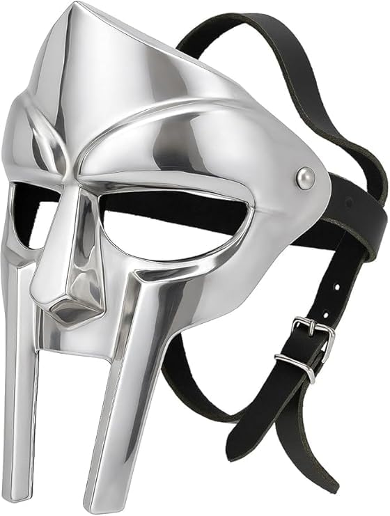 LEO AZEX MF Doom Gladiator Face Mask Fantasy Party Costume Roman Gladiators Arena Maximus Helmet mf doom Movie viking Metal Prop (Gladiator Mask)
