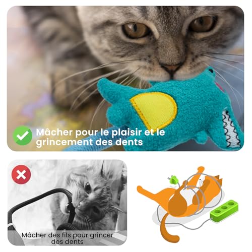 Jouets interactifs pour chat d'intérieur - Corde en sisal - Jouet en corde serpent avec peluche à mâcher - Jouet de nettoyage des dents pour chat (3 pièces) – Image 5