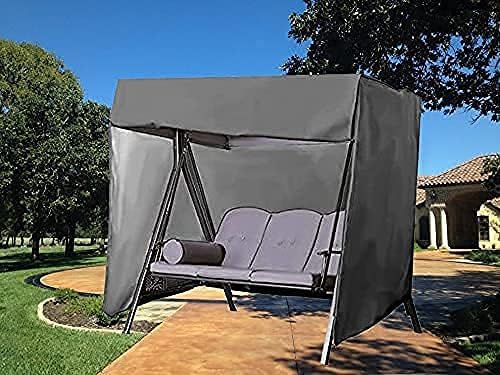 boyspringg Outdoor Swing Cover 3 Seater Waterproof, Patio Swing Cover 87x49x67 Inch, Porch Swing Cover for Outdoor Furniture, Durable Waterproof UV Resistant Weather Protector (Black)