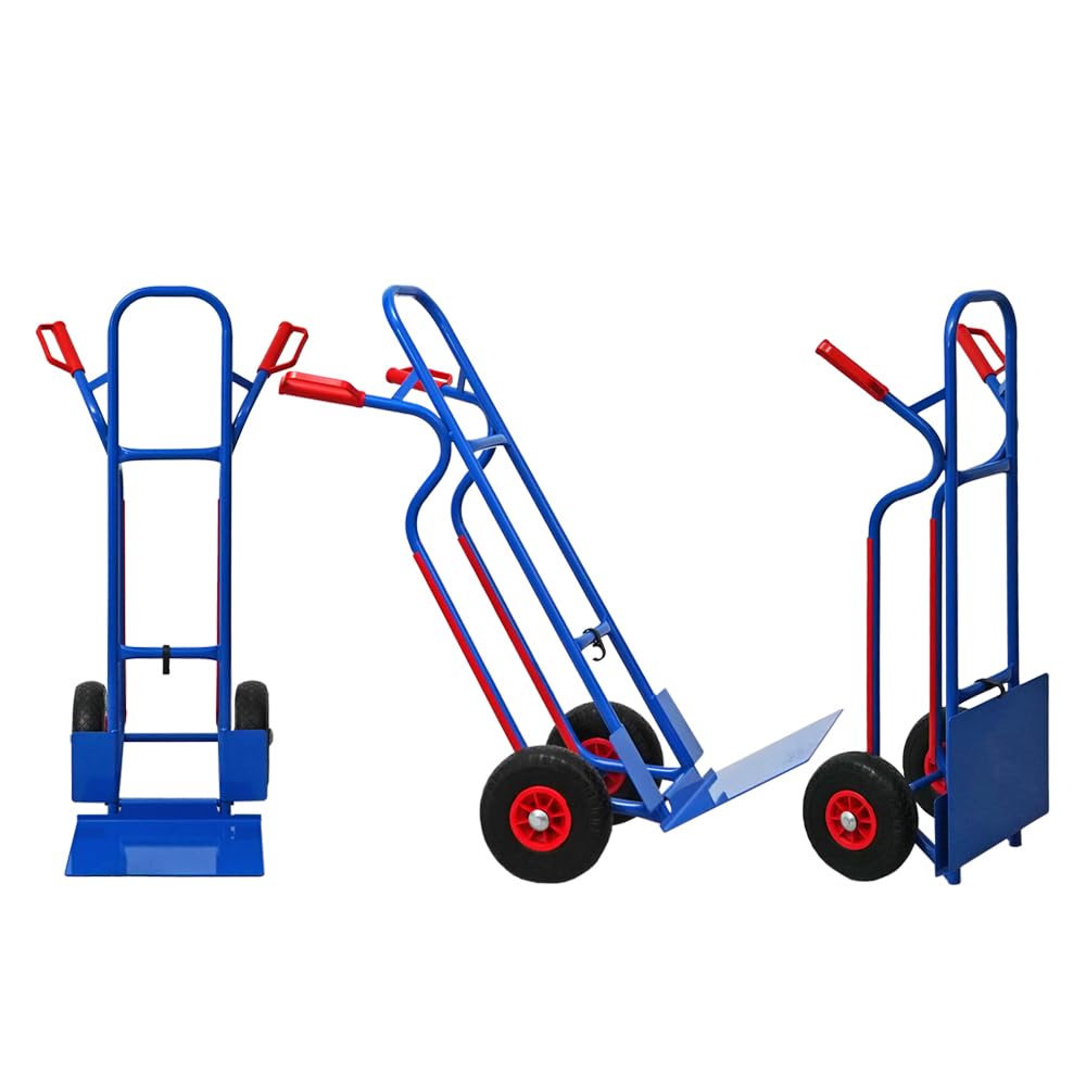 PROREGAL Carrello a mano RAGNAR con pala pieghevole XXL | AxLxP 117x62,5x62cm | Portata 250kg | Ruote antiforatura | Telaio in acciaio | Blu