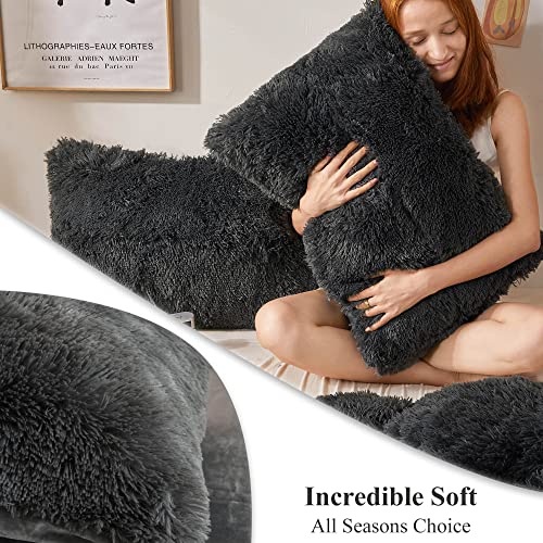 XeGe Capas de almofada de pele sintética, ultramacias, capa de almofada felpuda de veludo de cristal