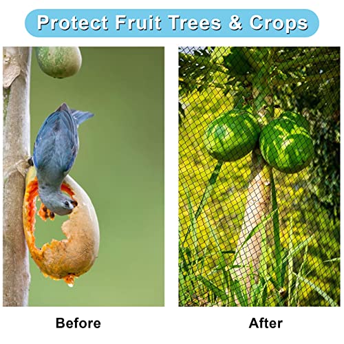 Youleaf Garden Netting Bird Net 7.5 X 65 Feet Black - Heavy Duty Mesh Reusable - Protect Plant Fruit Trees Vegetables Against Bird,Poultry,Deer Fencing - Stakes And Cable Ties Included #TOP4