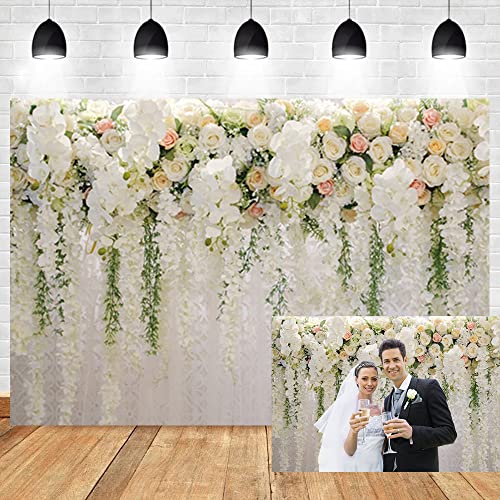 CSFOTO 3x2m Hochzeit Hintergrund Pro Rezeption Weiß Blumen Vorhang Blumen...