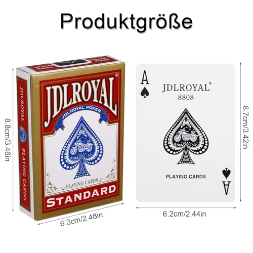 Partideal 4 X 56 Pokerkarten,Playing Cards,Karten Spielkarten, Wasserdicht Poker Karten mit 2 Eckzeichen, Kartenspiel für Party (Rot+Blau) – Bild 3