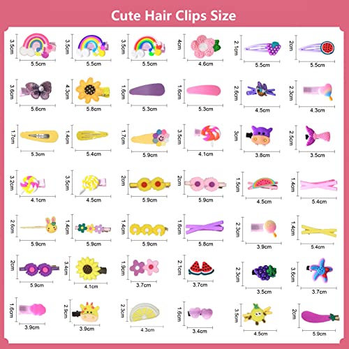 Moodkey 42Pcs Baby Hair Clips Toddler Girls Hairpins Candy-Colored Hair Accessories Mix Flower Fruit Rainbow Cartoon Hair Pins Cute Fashion Baby Girl Hair Barrettes Set For Kids Teens Toddlers #TOP1