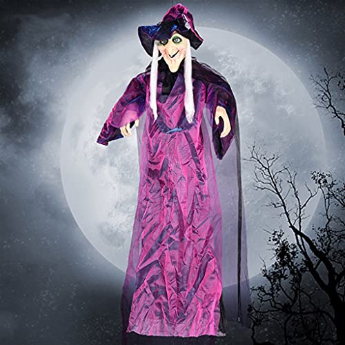 Decoración de Bruja Animada Colgante de 72 "para decoración de casa encantada de Halloween Decoraciones Colgantes de Halloween Decoración de césped