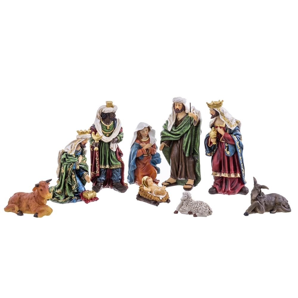 LOLAhome Belén de Navidad con Nacimiento de 9 Figuras de poliresina de Altura 31 cm