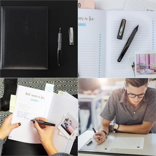 Image of Schneider Ray Cartridge Rollerball Pen M (Medium), Refillable, Onyx Barrel, Royal Blue Erasable Ink Cartridge, Pack of 1 Pen (187807)