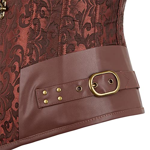 Frawirshau Steampunk Corsets For Women Underbust Corset Top Plus Size Gothic Retro Corset Bustier Brown 5Xl #TOP3
