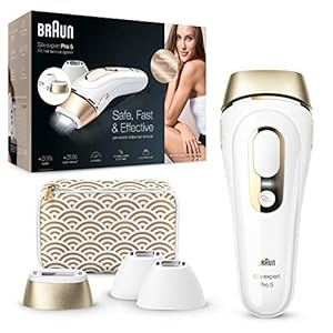 Braun IPL Silk Expert Pro 5 Haarentfernungsgerät, für dauerhaft sichtbare Haarentfernung, Venus Rasierer & Tasche, Alternative zur Laser Haarentfernung, Geschenk für Frauen, PL5137MN, weiß/gold