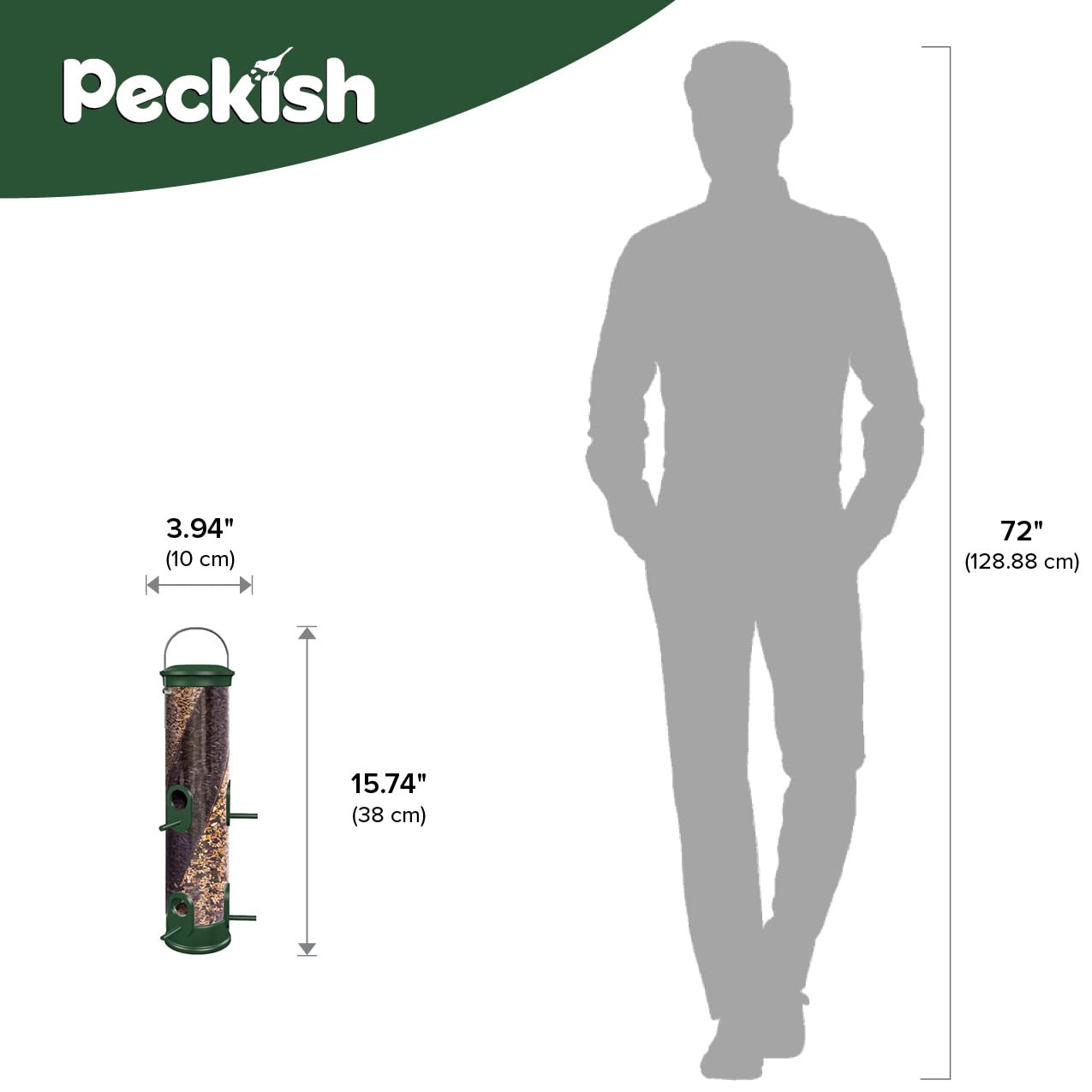 Gardman Peckish 60053042 - Mangiatoia a 3 semi, per tutte le stagioni, verde, altezza 47,6 cm