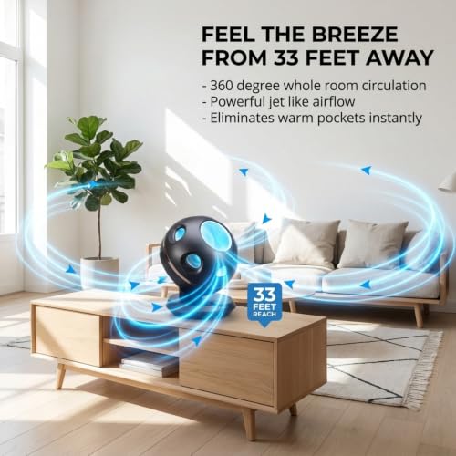 Image of EdenPURE 360 Air Fan GEN55 - Bladeless Air Circulator, Whole Room Cooling, Whisper Quiet 13dB, 33 Ft Airflow, Compact Oscillating Table Fan with Remote, 4 Speeds, Energy Efficient