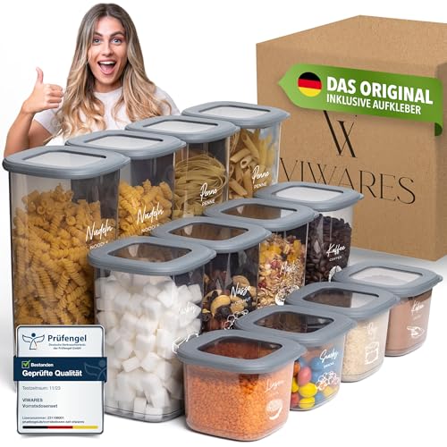 Viwares Vorratsdosen mit Deckel Luftdicht, 12er Vorratsbehälter Set BPA-Frei, Vorratsdose zur Müsli Mehl Aufbewahrung Küche, Praktische Organizer Küche, Frischhaltedosen für Lebensmittelaufbewahrung