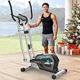 Cowmew Elliptical Cross Trainer, 3-in-1 Elliptical Machine for Home with 16 Resistance Levels, LCD Monitor with Bluetooth App & Device Holder Cross Trainers, Non-Slip Pedal, 130 KG Weight Capacity