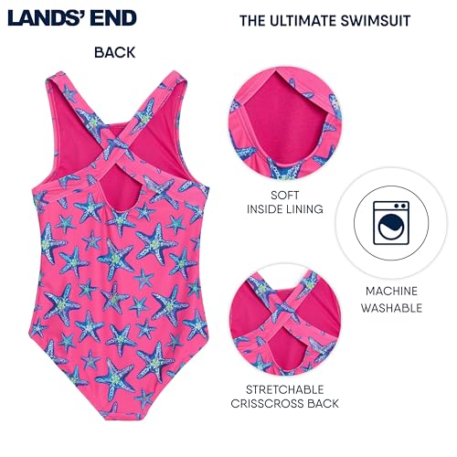 Image of Lands' End Girls' UPF 50+ Stretch Crisscross Back One Piece Swimsuit