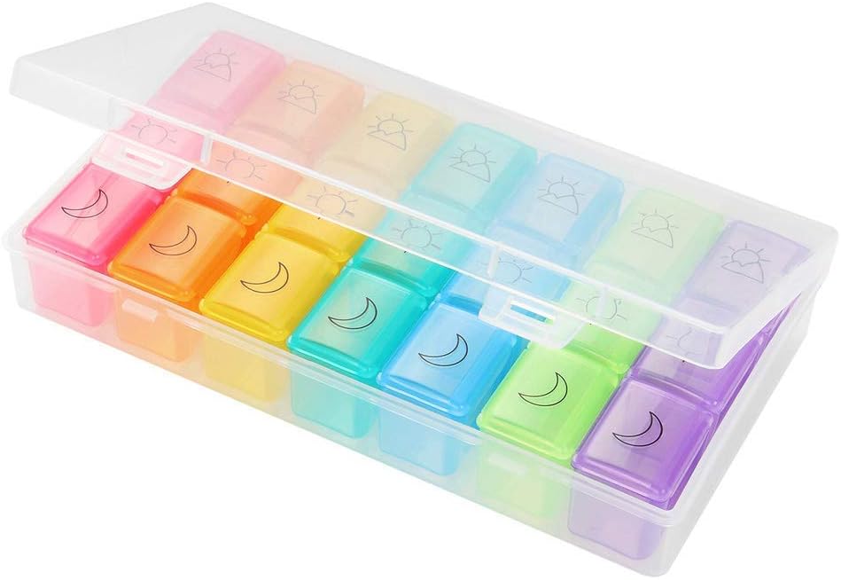 7 Day Pill Organizer, Topsma Premium Pill Organizer 3 Times a Day, Large Portable Travel Prescription Pill Organizer with BPA Free to Hold Vitamin, Supplements and Medication