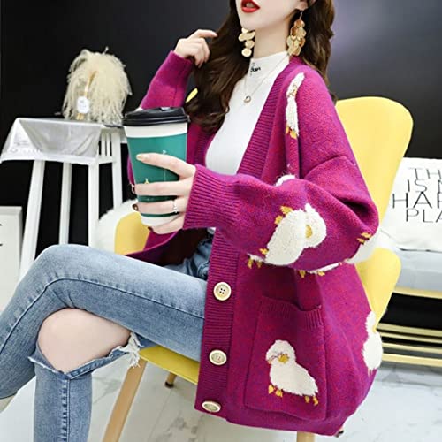Image of FindThy Women's Kawaii Knitted Cardigan Long Sleeve Button Up Sheep Print Cute Sweater Cardigans