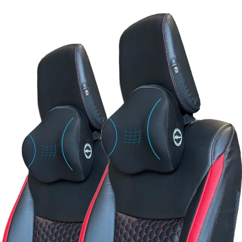 Image of Neodrift CurveNeck Pro Set of 2 Black Velvet Memory Foam Orthopedic Neck Rest Cushion Pillow for Neck Head Shoulder Support Pain Relief Car Headrest