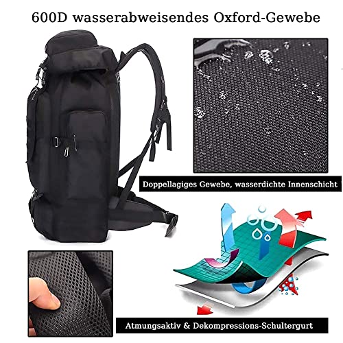 Kabxhueo Groß Rucksack 60L-80L Wanderrucksack Wasserdicht für Herren & Damen – Reiserucksack, Notfallrucksack, Trekkingrucksack für Survival, Wandern, Camping, Angel & Reise (Backpacker Rucksack)