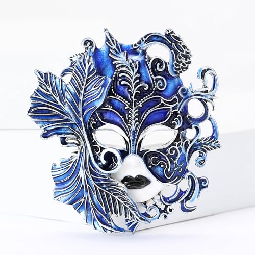 Image of Blue Venice Queue Mask Brooch Pin for Women & Men