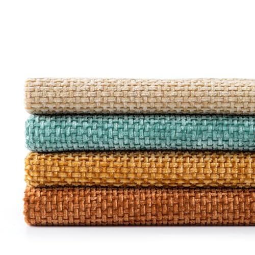 Image of MIULEE Pack of 4 Orange /Teal Couch Throw Pillow Covers 18x18 Inch Yellow Green Soft Decorative Chenille Pillows Farmhouse Accent Cushions for Boho Fall Home Decor Sofa Bedroom Living Room
