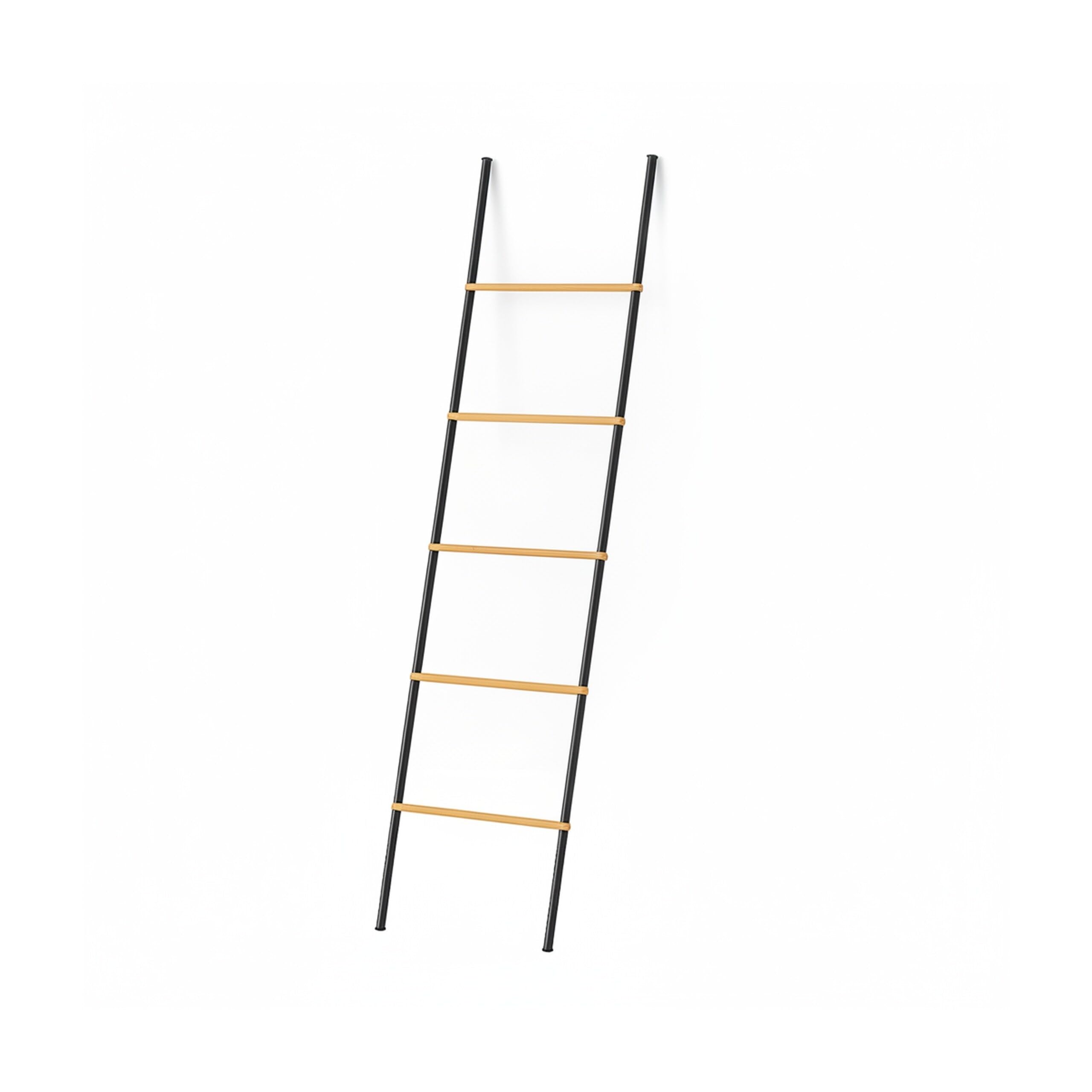 Escalera para Toallas Relaxdays, bambú y Hierro, HBT: 164 x 45 x 2 cm, 5 peldaños, Negro/Natural