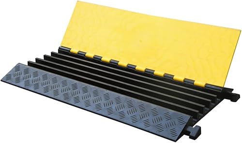Kable Kontrol Atlas - Rampa protectora de cable resistente, 5 canales, 1 unidad, 36 pulgadas de largo, color negro y amarillo, capacidad de 36,000
