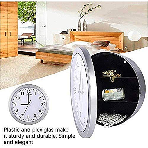 Yosogo Wall Clock Safe With Hidden Storage Compartment, Fully Functioning Working Analog Clock, Battery Operated, 9.8" Round Quartz - Great To Store Valuables Such As Jewelry, Watches, Keys, Cash #TOP5