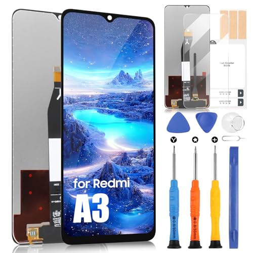 Pantalla LCD para Xiaomi Redmi A3 Pantalla para Redmi A3 23129RN51X LCD Display Touch Screen Assembly con kit de reparación (6,71', negro sin marco)