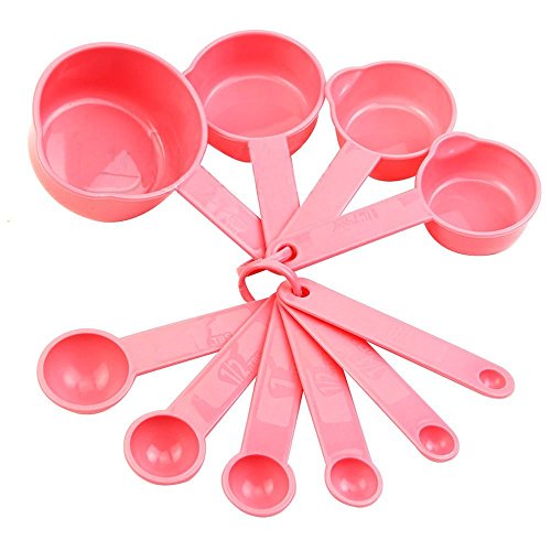 Gemini_mall Pink Measuring Cups and Spoons Set - 10 Pieces - for Baking Cooking Kitchen
