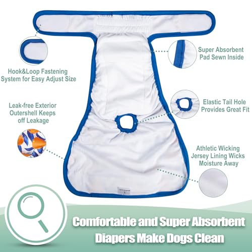 Image of wegreeco Washable Reusable Premium Dog Diapers,Pack of 3,Small Dog Puppy & Doggy Diapers Female,Dog Period Panties Diapers Female in Heat Fruits M