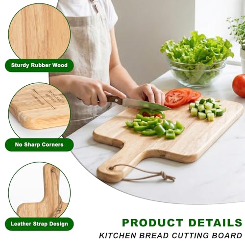 Tabla de cortar rectangular de madera con asa 24 cm miniatura 3