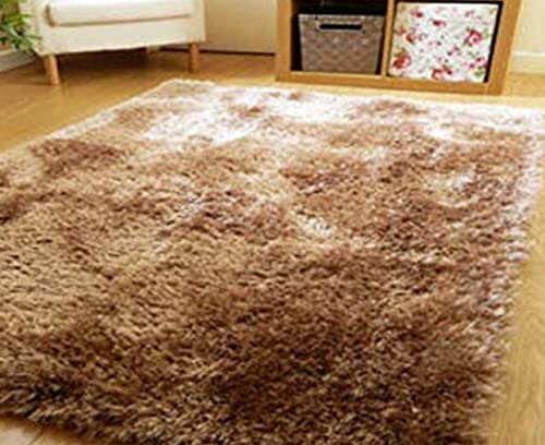 Image of A R Creations Anti Slip Fluffy Fur Plain Area Rug Made with Polyester and Microfiber for Home Office Kitchen Living Room Bedroom and DiningHall (5x7 Feet, Beige