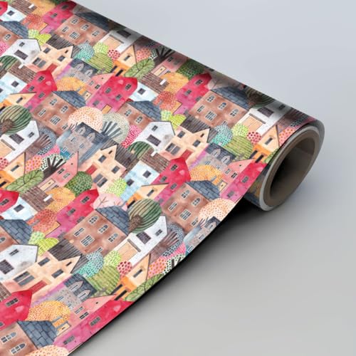 Image of Wallpaper Self Adhesive Wall Covering Earthy Floral Harmony in Blue, Brown, Yellow, and White on Dark Gray (41cm x 244cm)