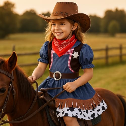 Disfraz cowboy cowgirl para niñas 4 piezas años 3-8 miniatura 2