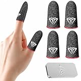 BaZuyunMd Gaming Finger Sleeves, 4 Stück, Silberfasern, Atmungsaktiv, Anti-Schweiß, für Mobile Gaming, Rot