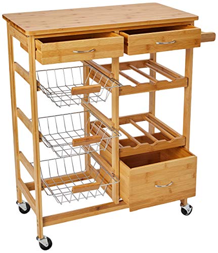 Zeller 13775 Küchenrollwagen mit Bambootop 66 x 38 x 84, Bamboo