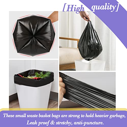 Image of 3 Gallon 120pcs Small black Trash Bags(Fit 3-3.2 Gal) Plastic Strong black Garbage Bags,Bathroom Trash Can Bin Liners,Waste Basket Liner,Fit 10-13 Liter, 2.6 Gallon,3 Gallon,3.2Gallon (3-Black120)