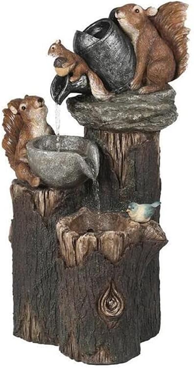 Indoor Tabletop Fountains Resin Squirrel Family Patio Fountain Garden Decoration Outdoor Landscape Garden Design for Home Garden Desktop Decoration Decoration Meditation Fountain