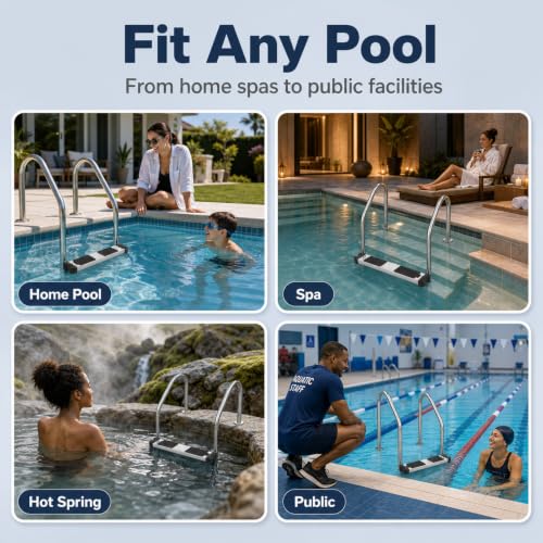 Miniatura 7 de Escalones De Escalera Para Piscina, Reemplazo De Escalones De Escalera Para Piscina Con Almohadilla De Goma Antideslizante Pedal Engrosado De Acero Inoxidable Para Piscina De