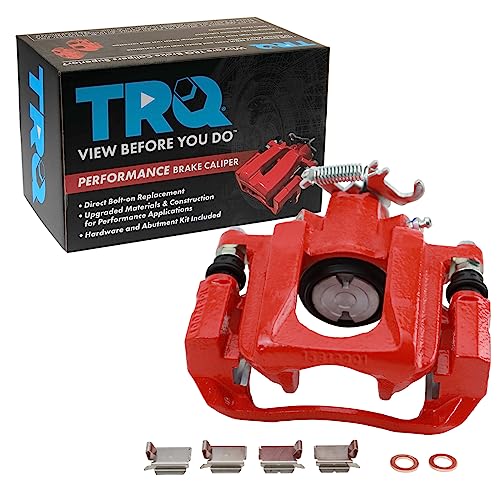 Image of TRQ Rear Right Brake Caliper Red with Mounting Bracket Performance