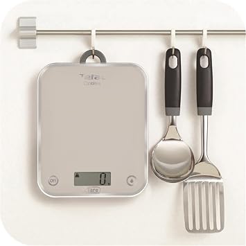 Tefal BC5004 Optiss Cam Yüzeyli Hassas Mutfak Tartısı, 5 kg Kapasite, Gümüş