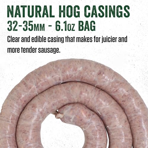 Image of LEM Products MightyBite Vertical Stainless Steel 5 Pound Capacity Sausage Stuffer with Plastic Stuffing Tubes and Natural Hog Casings (32-35mm)