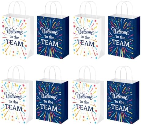 16 Pcs Welcome to the Team Gift Bags, 16 Pack Double-Sided Printed Paper Gift Bags with Handles, Bulk Welcome Bags for New Employee Onboarding, Team Building, Office Welcome Party, Employee Appreciation, Corporate Event Favors image 4