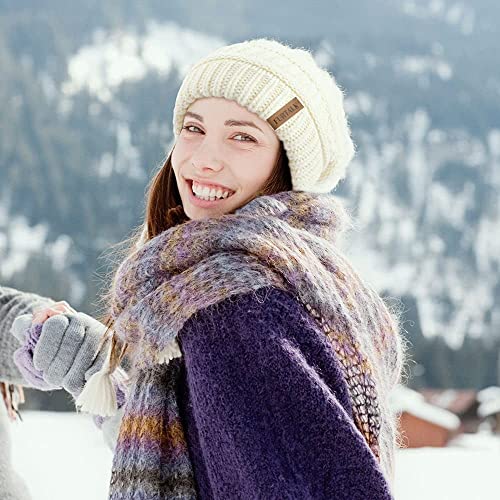 Furtalk Knit Beanie Hats For Women Men Fleece Lined Ski Skull Cap Slouchy Winter Hat Beige #TOP4