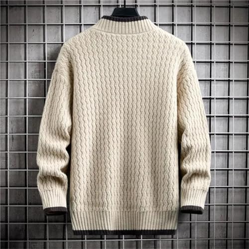 Pull chaud pour homme en maille géométrique à rayures vintage