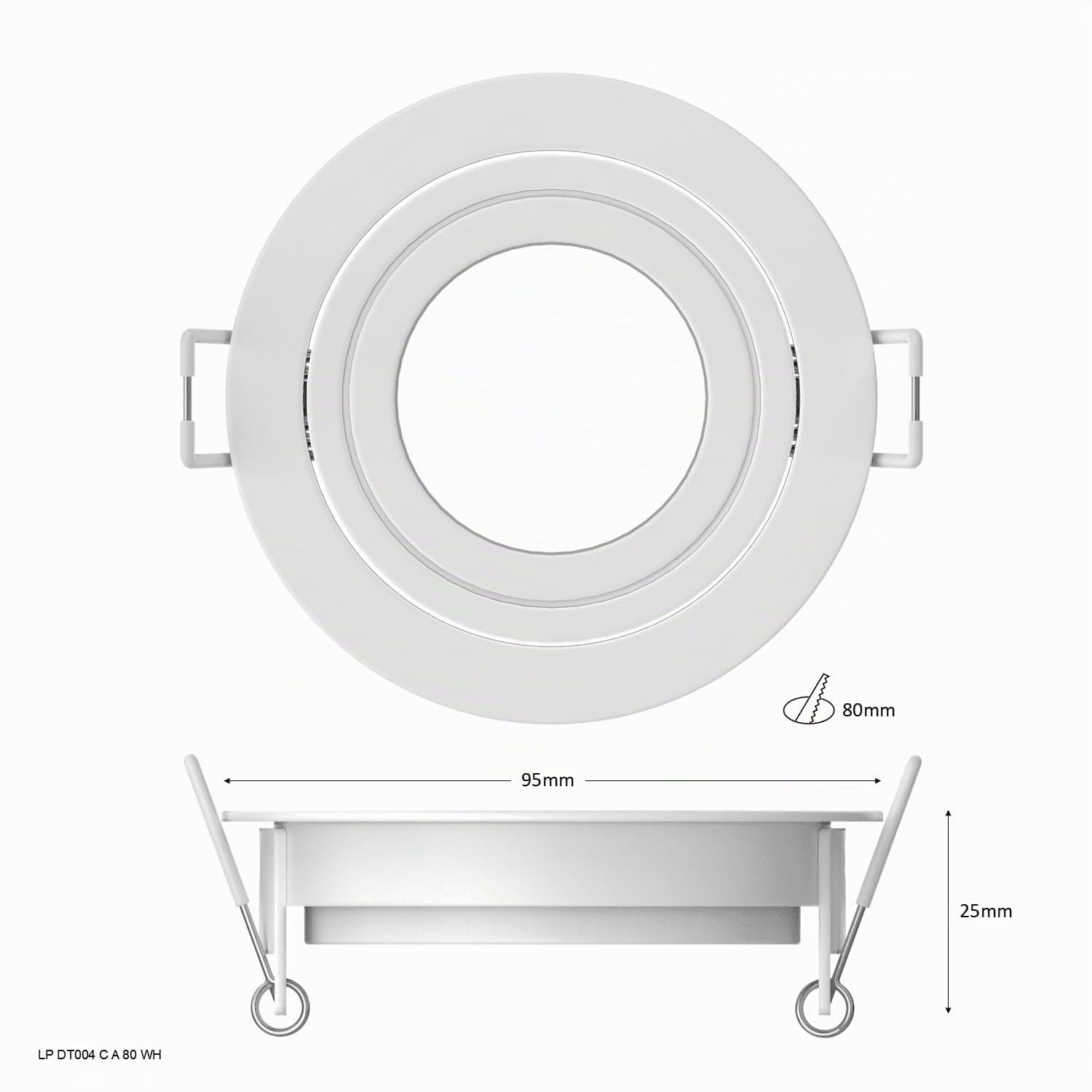 TRAXON LUXPOINT® Aro Circular Orientable Blanco DT004 para bombilla LED GU10 Marco de Bombilla Aluminio+PC Corte techo Ø80mm (Blanco Orientable, Pack 10 und)