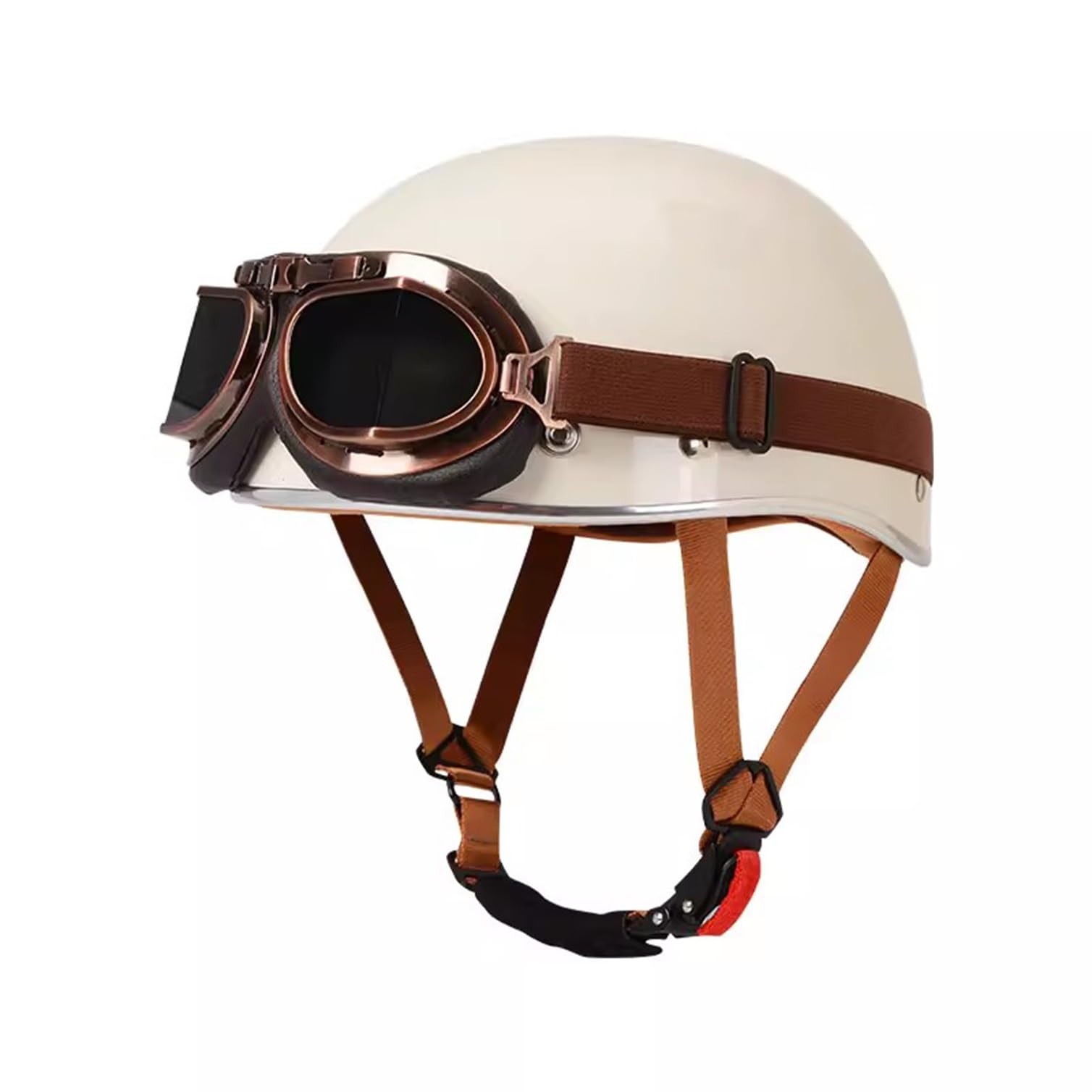 Demi casque moto vintage jet ouvert de style bol avec lunettes de protection